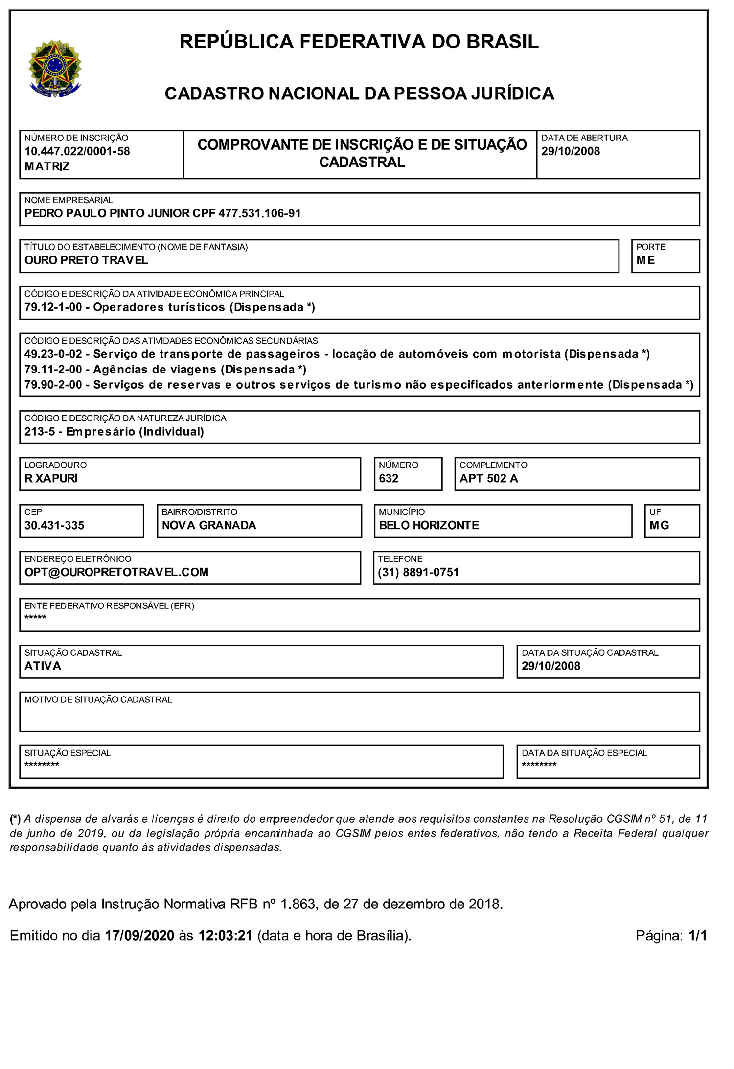 CNPJ OPT
